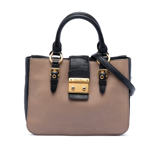 Miu Miu Bicolor Goatskin Madras Satchel