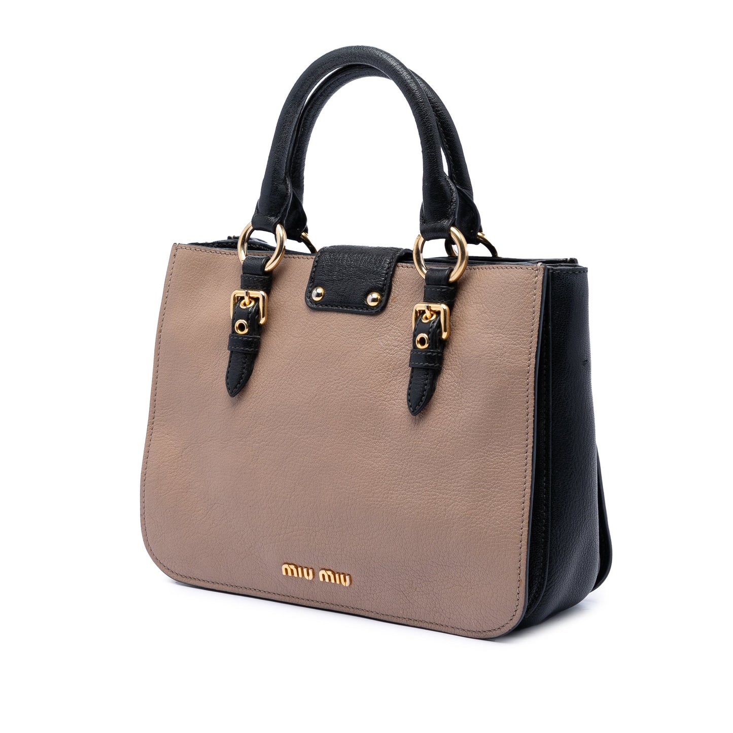 Miu Miu Bicolor Goatskin Madras Satchel