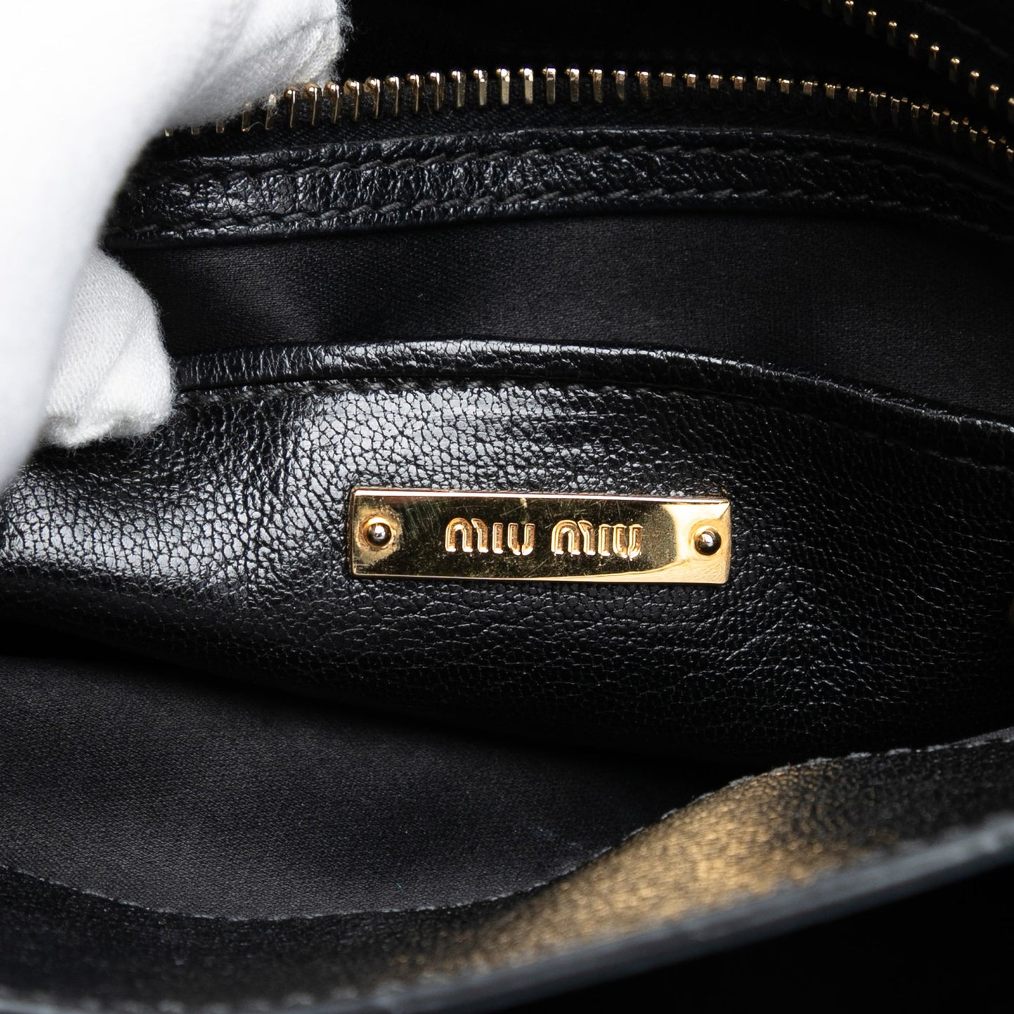Miu Miu Bicolor Goatskin Madras Satchel