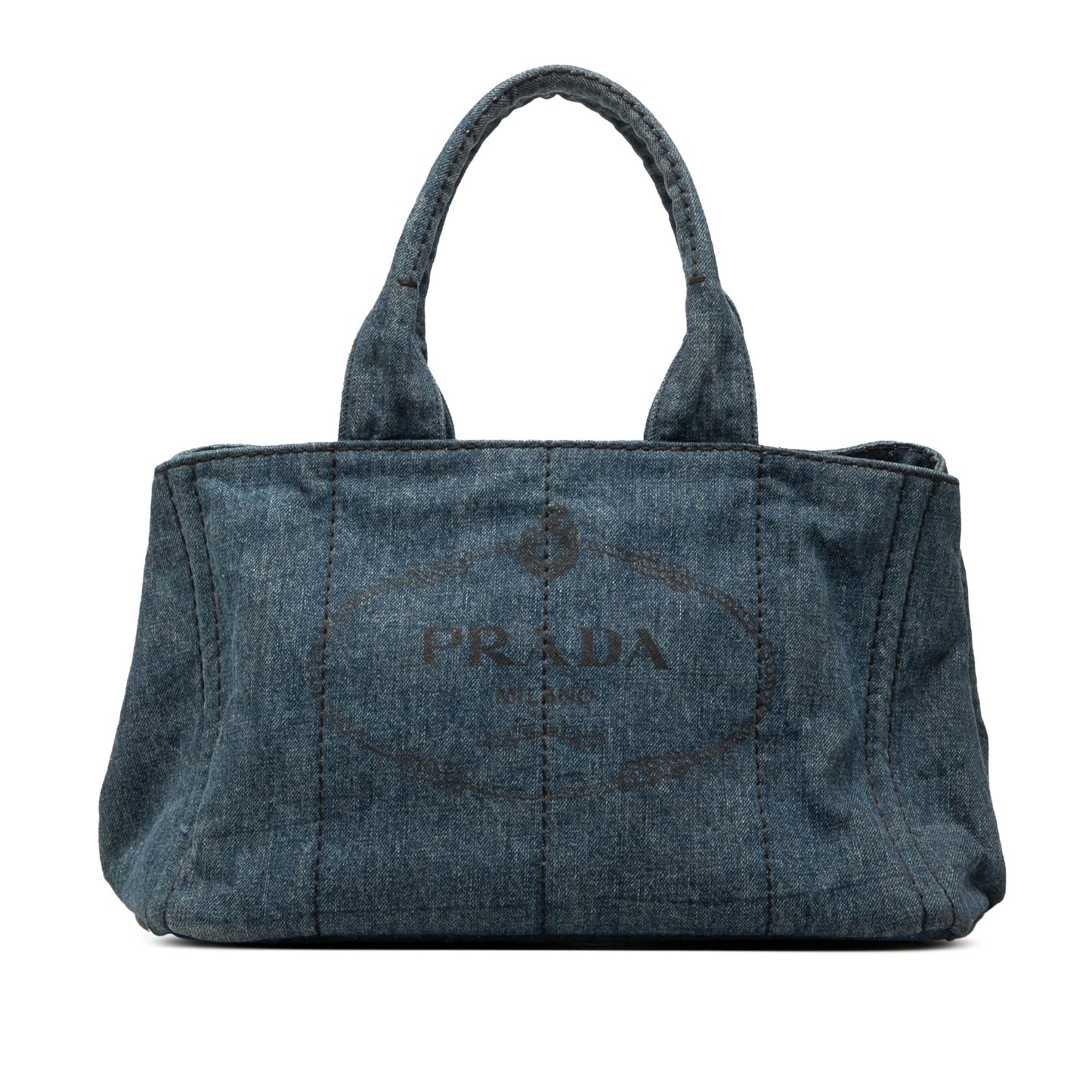 Prada Denim Canapa Logo Tote