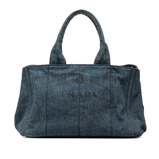 Prada Denim Canapa Logo Tote