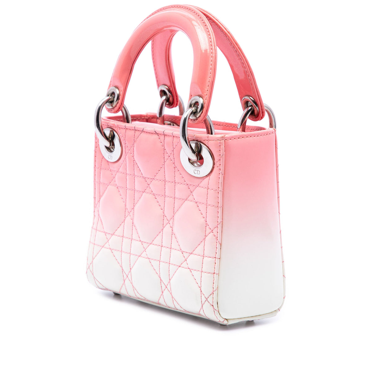 Dior Micro Ombre Patent Cannage Lady Dior — Pink