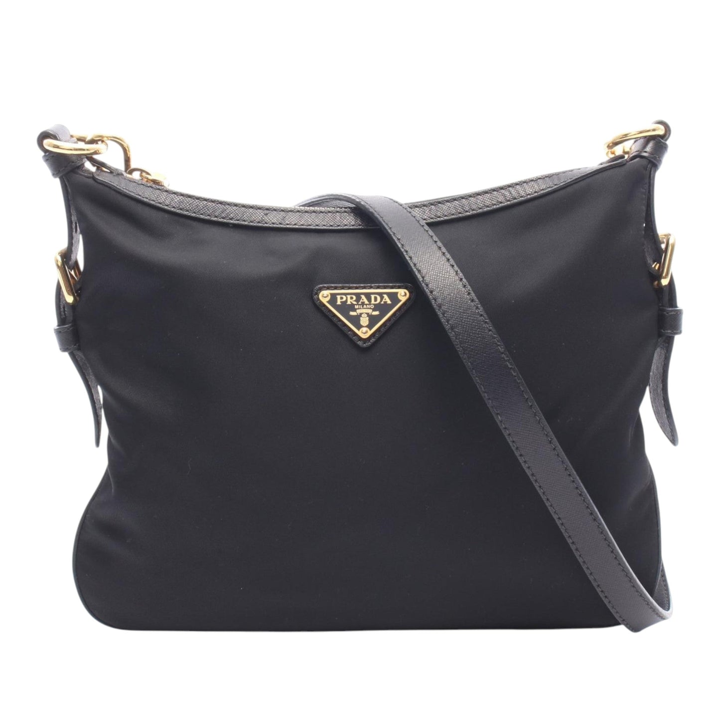 Prada Saffiano Trimmed Tessuto Zip Top Crossbody