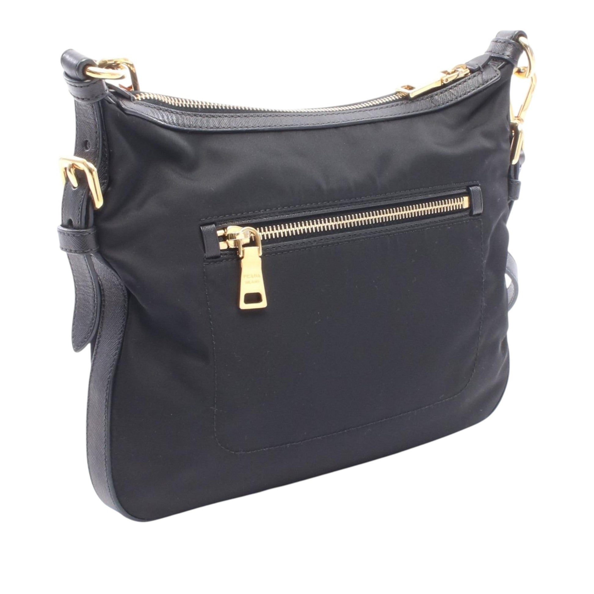 Prada Saffiano Trimmed Tessuto Zip Top Crossbody