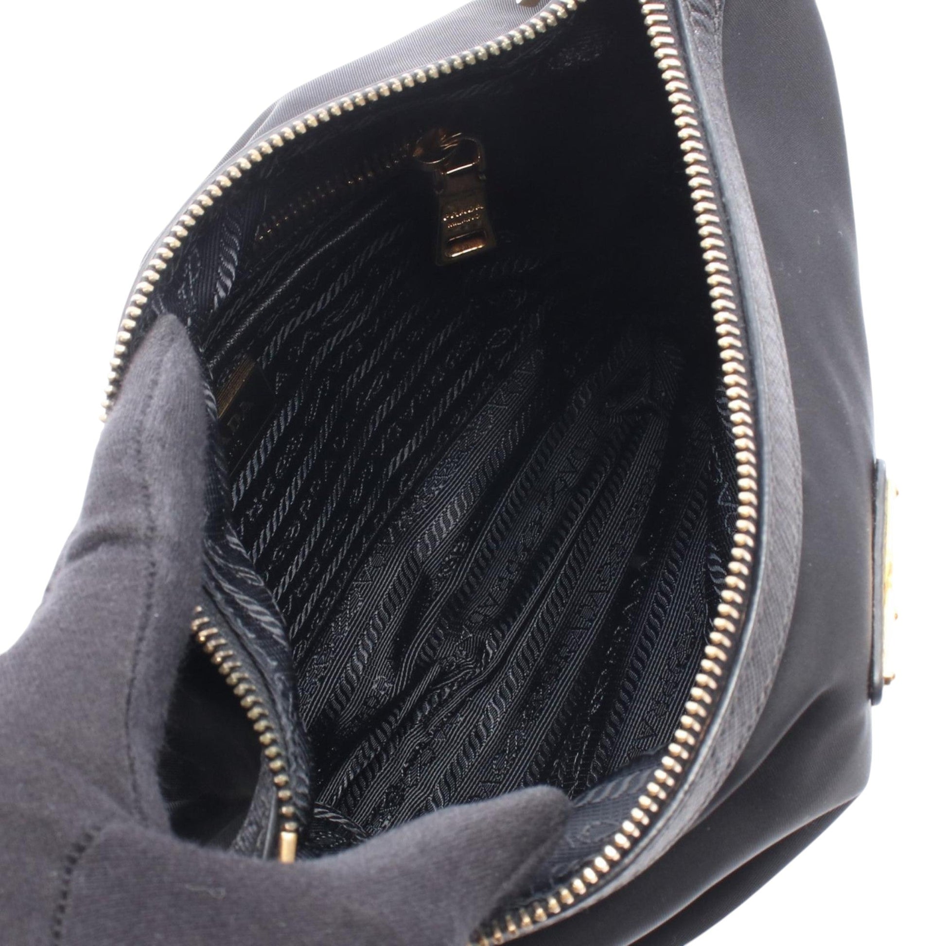 Prada Saffiano Trimmed Tessuto Zip Top Crossbody