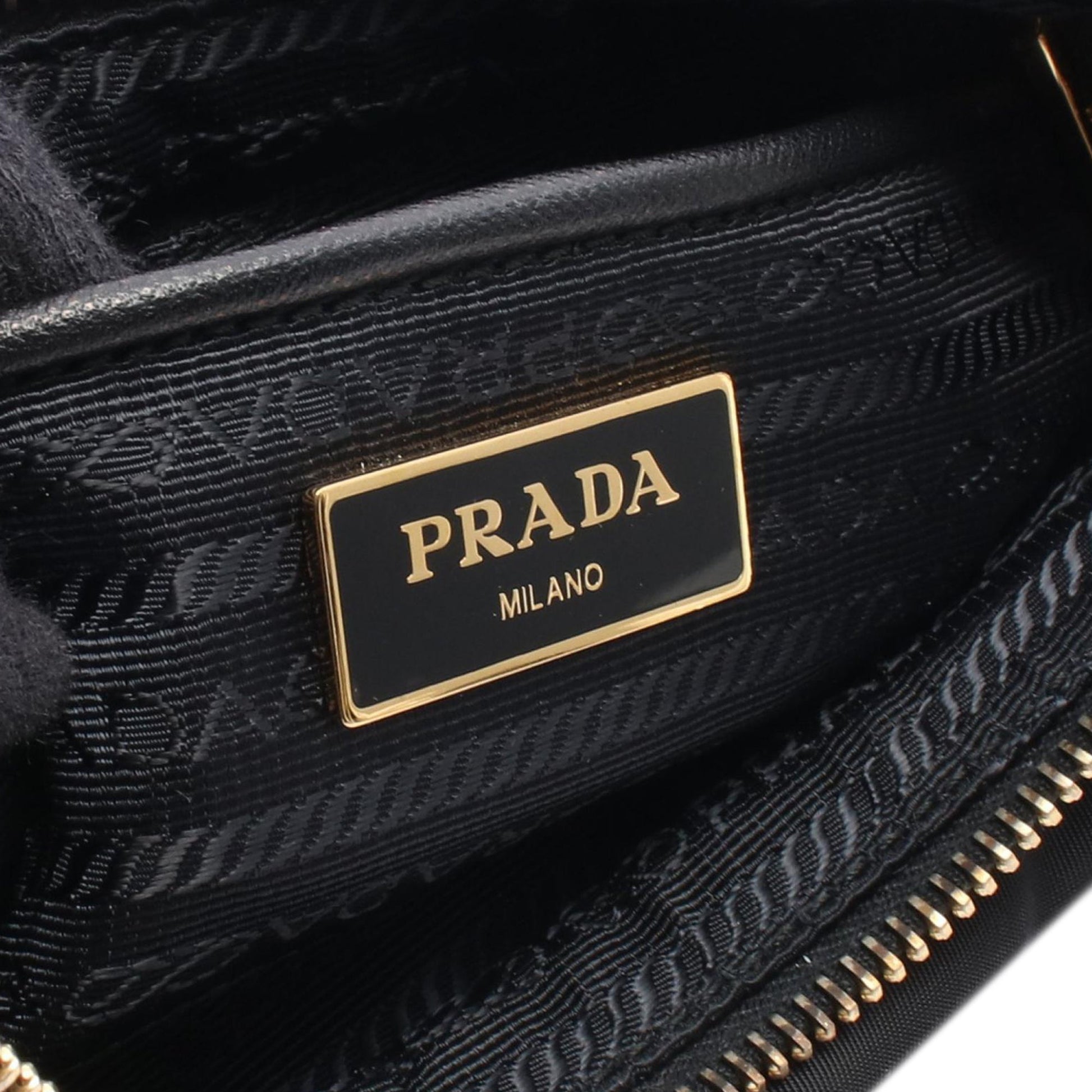 Prada Saffiano Trimmed Tessuto Zip Top Crossbody