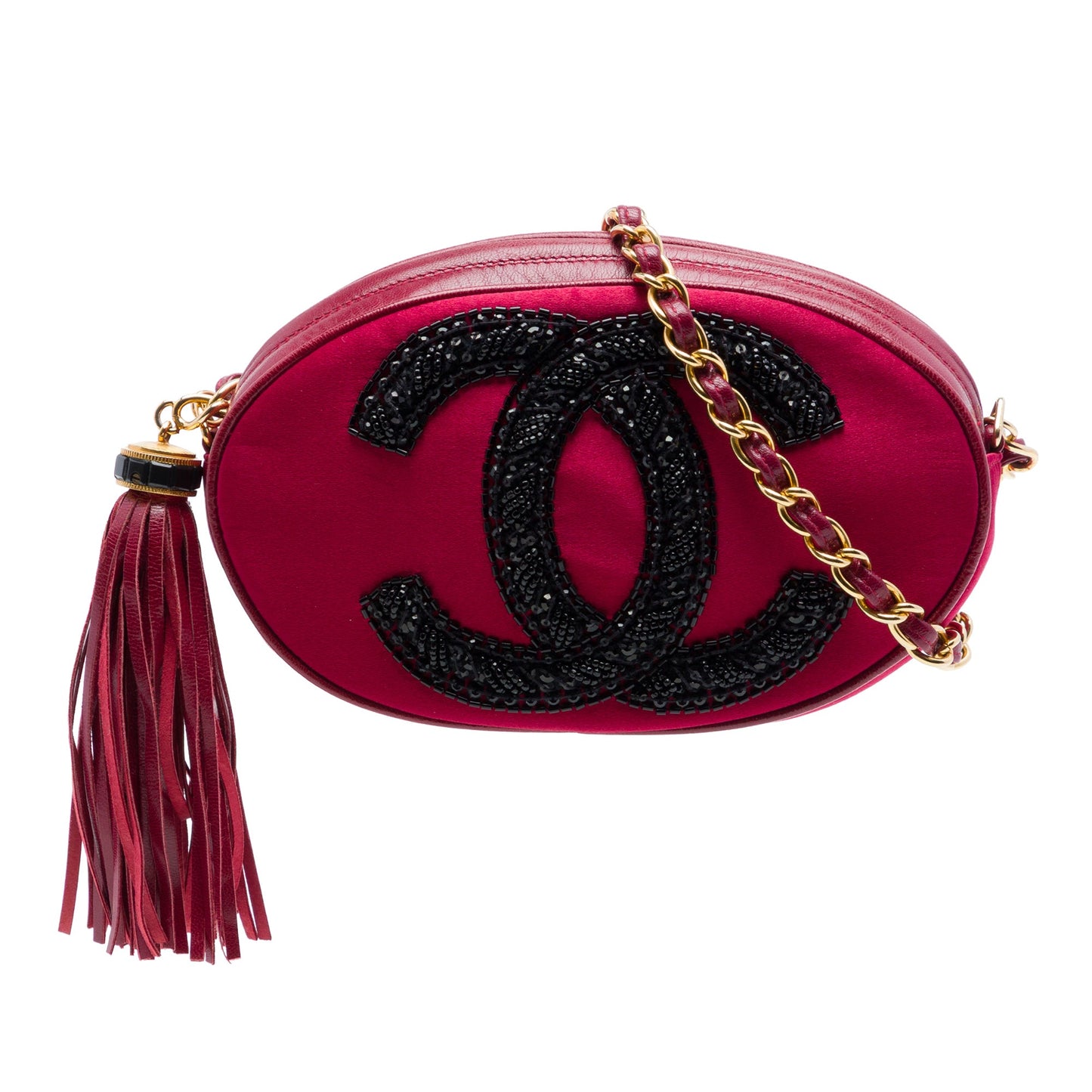 Chanel CC Embellished Suede Tassel Oval Crossbody
