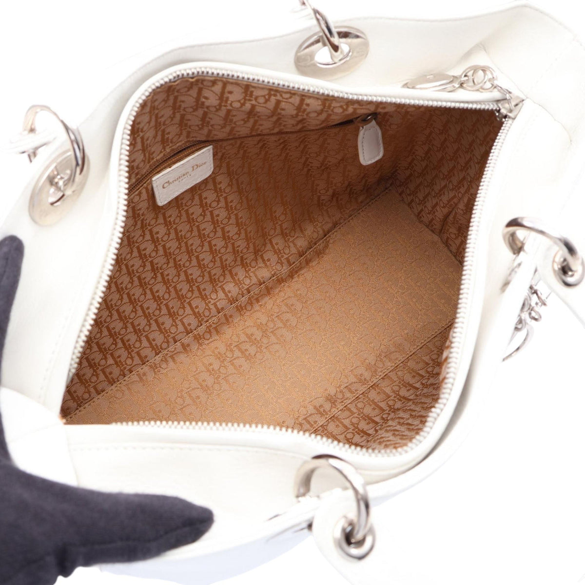 Dior Large Calfskin Lady Dior — White