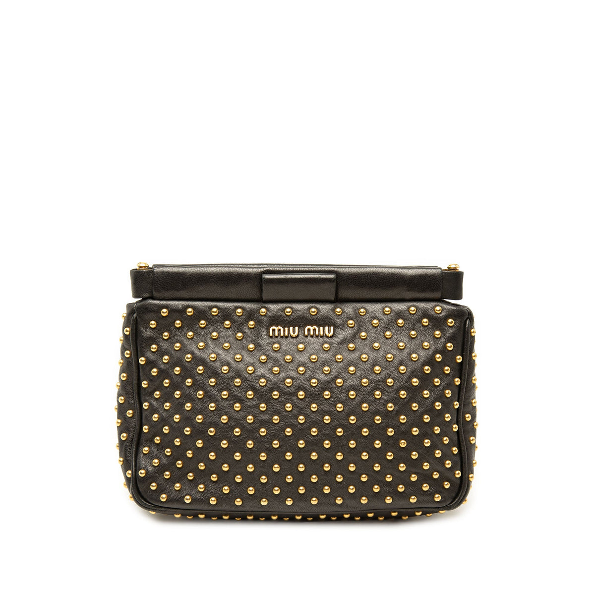 Miu Miu Studded Leather Frame Clutch