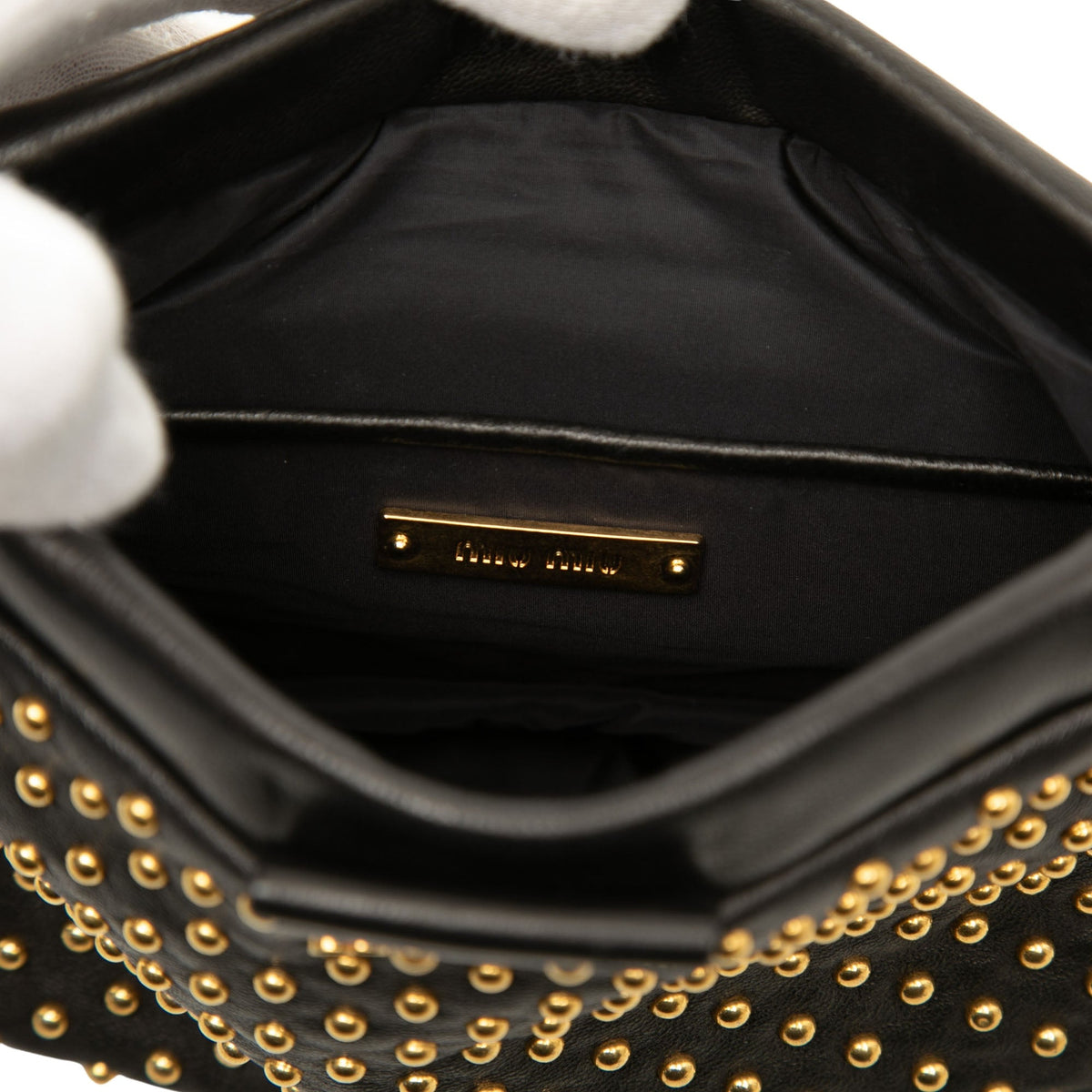 Miu Miu Studded Leather Frame Clutch