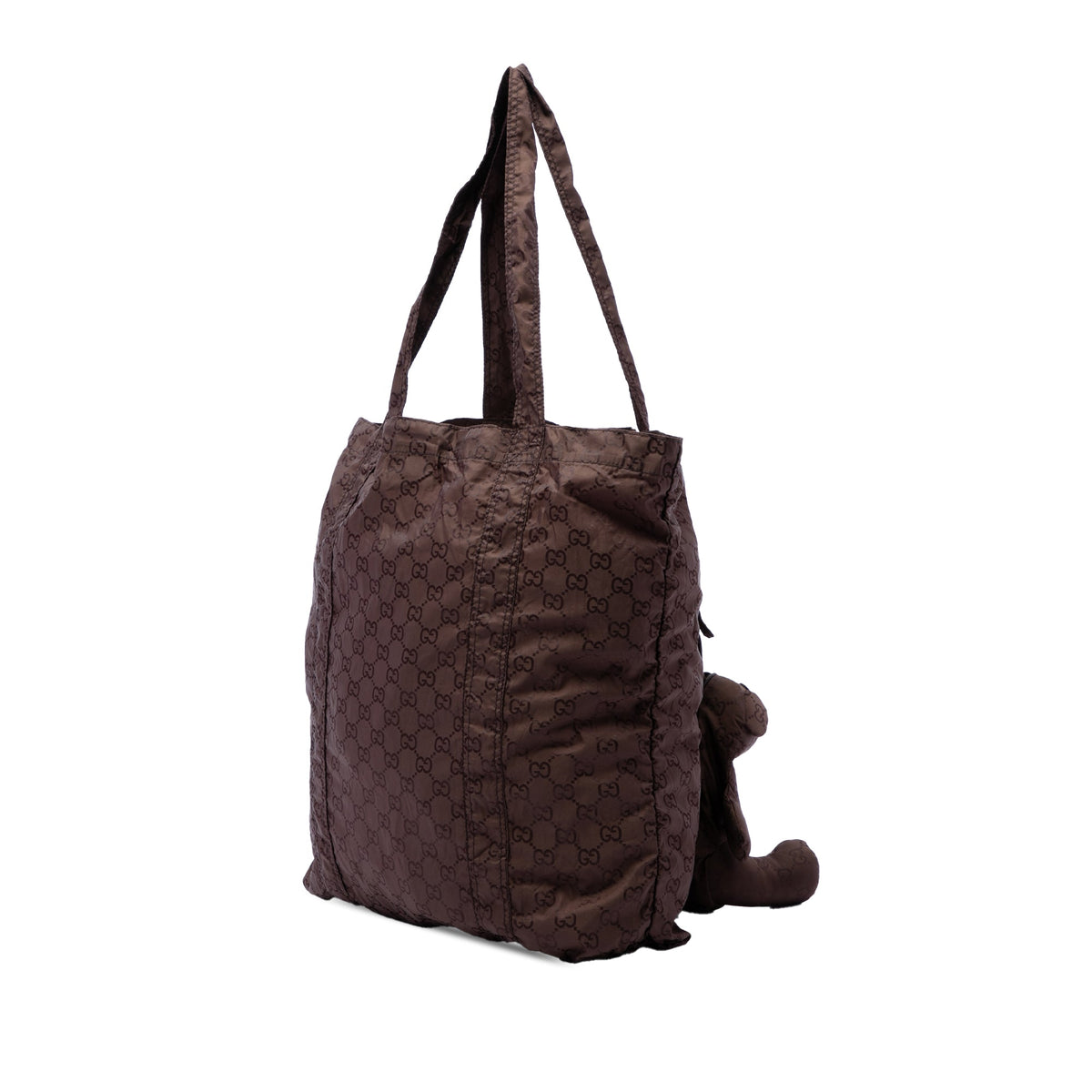Gucci GG Nylon Teddy Bear Folding Tote — Brown