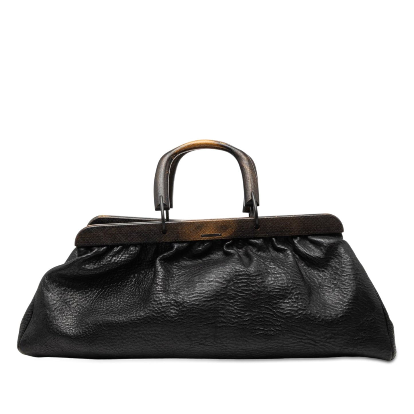 Gucci Calfskin Wood Frame Handbag
