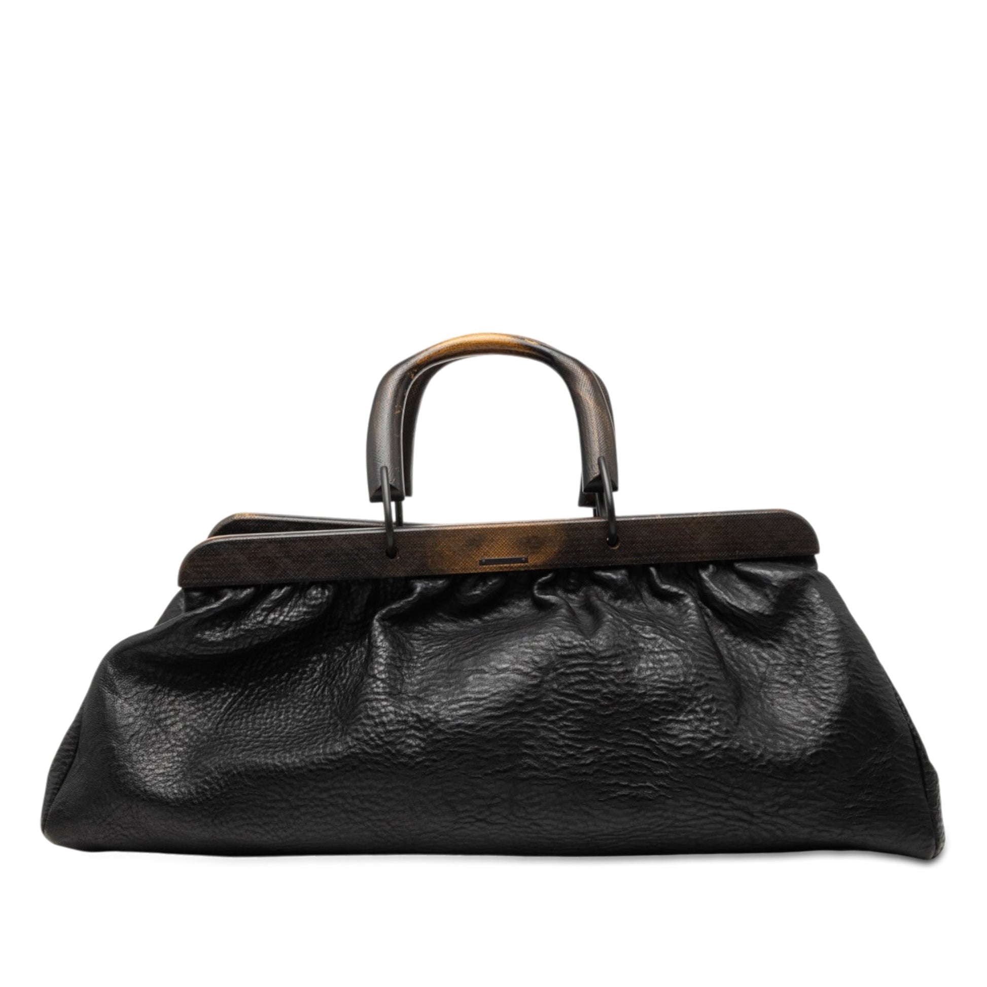Gucci Calfskin Wood Frame Handbag