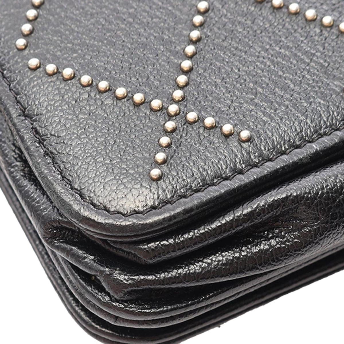 Chanel CC Studded Goatskin Wallet On Chain — Black