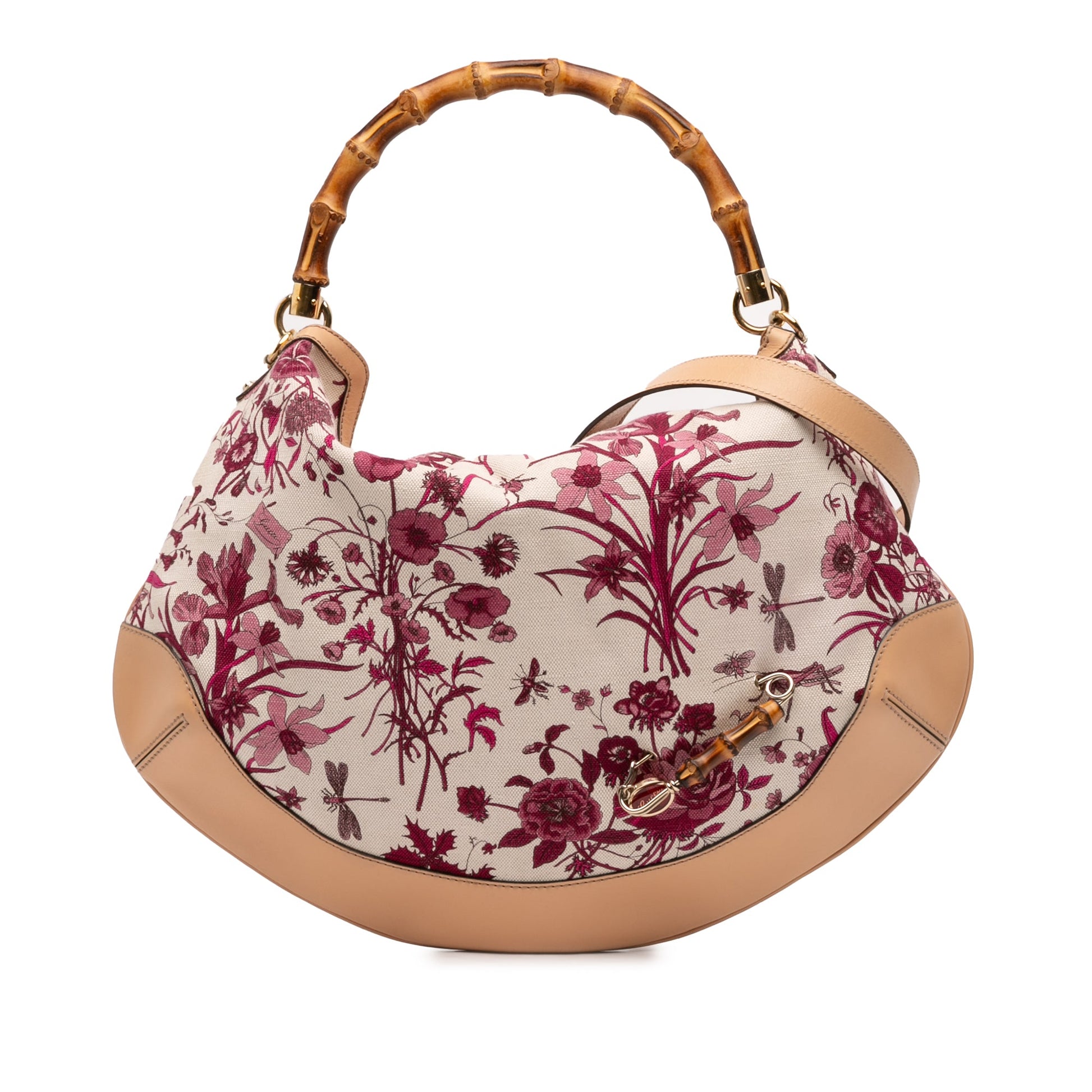 Gucci Canvas Floral Peggy Bamboo Hobo