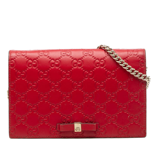 Gucci Mini Guccissima Bow Signature Wallet On Chain
