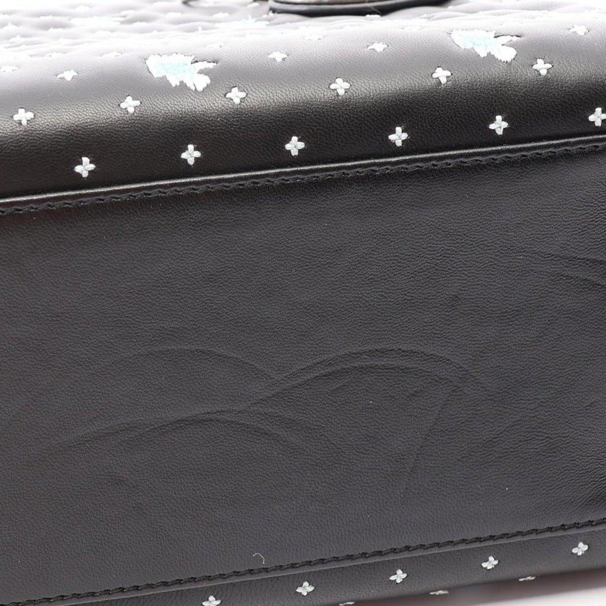 Dior Medium Calfskin Embroidered Flower Lady Dior — Black