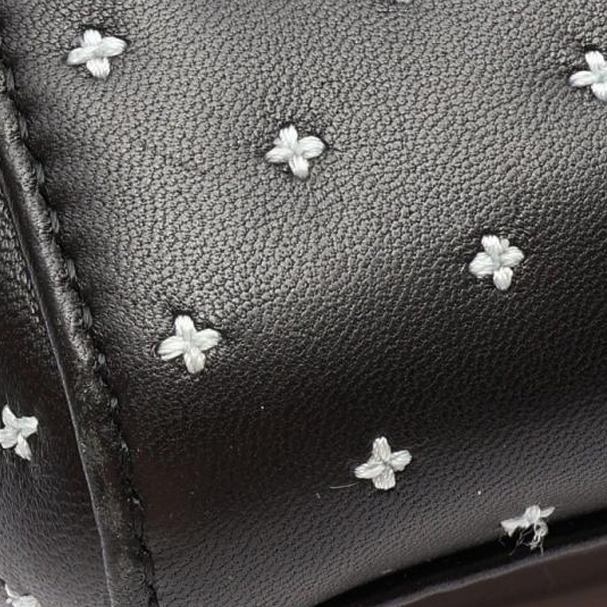 Dior Medium Calfskin Embroidered Flower Lady Dior — Black