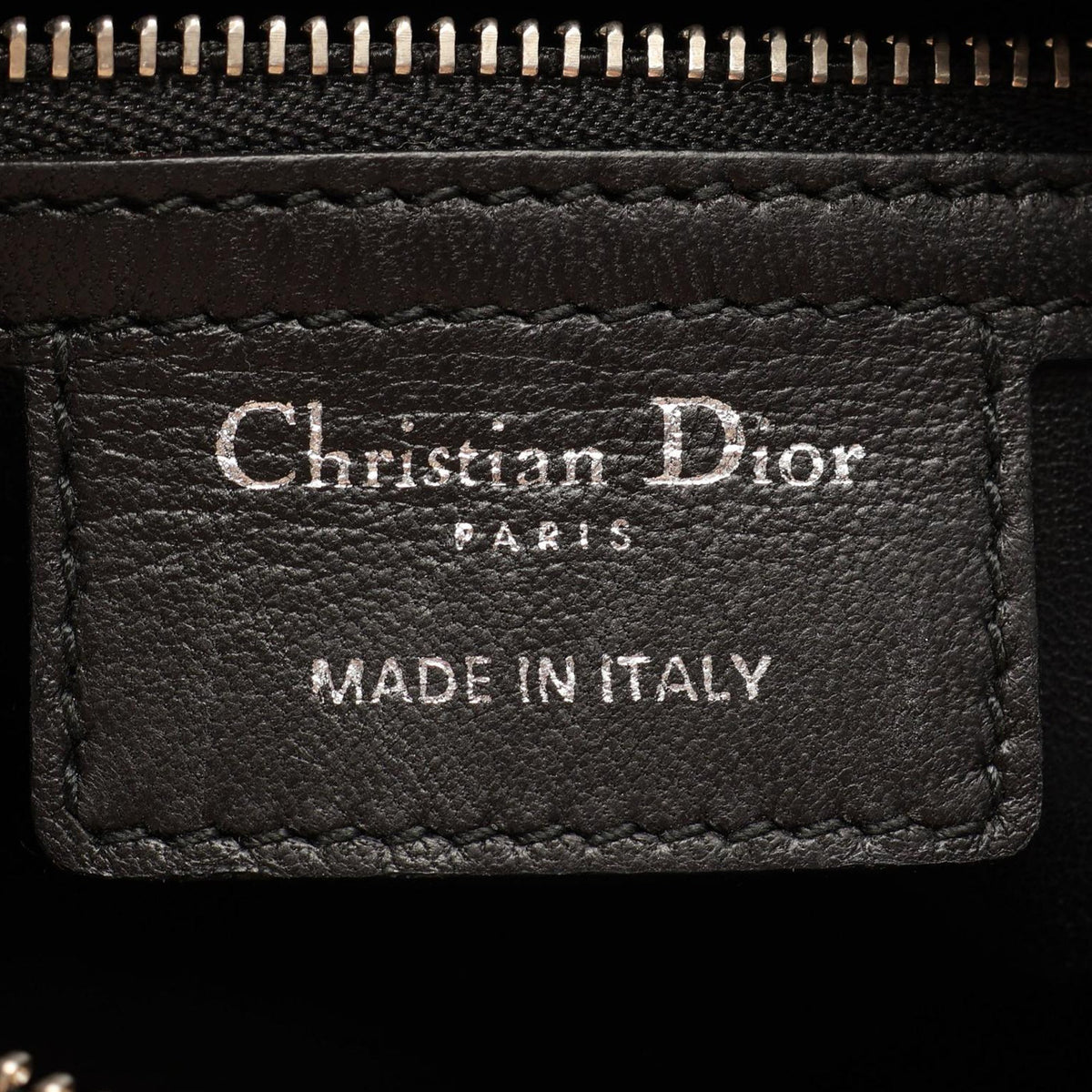 Dior Medium Calfskin Embroidered Flower Lady Dior — Black