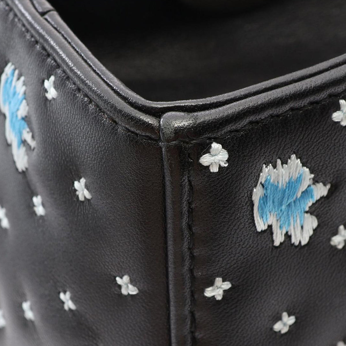 Dior Medium Calfskin Embroidered Flower Lady Dior — Black