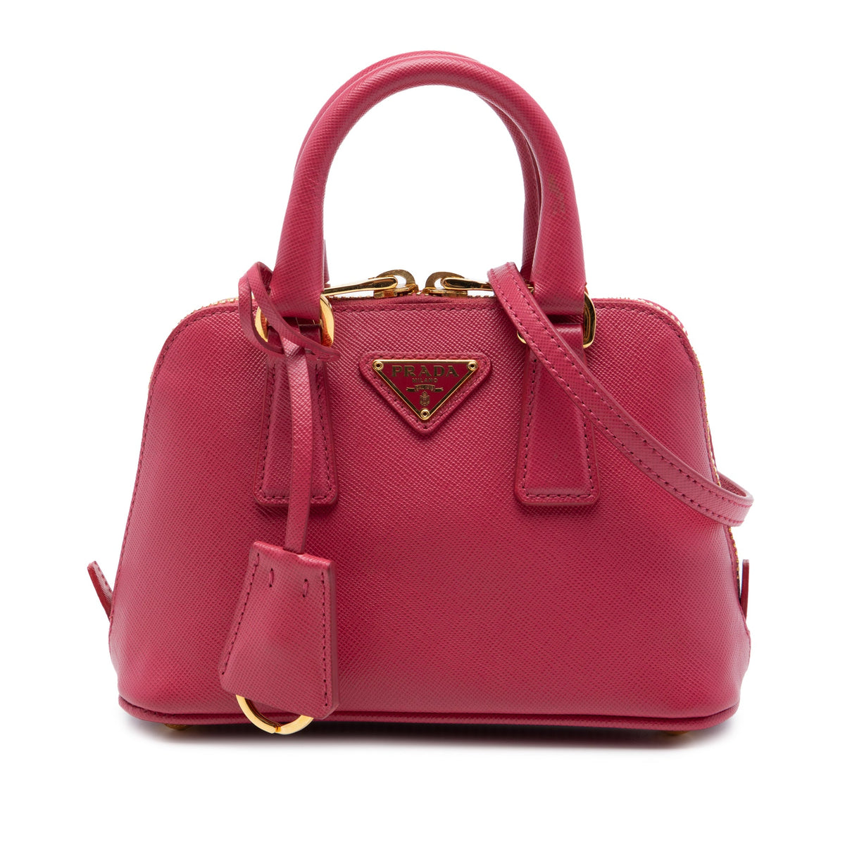 Prada Mini Saffiano Lux Promenade Satchel — Pink