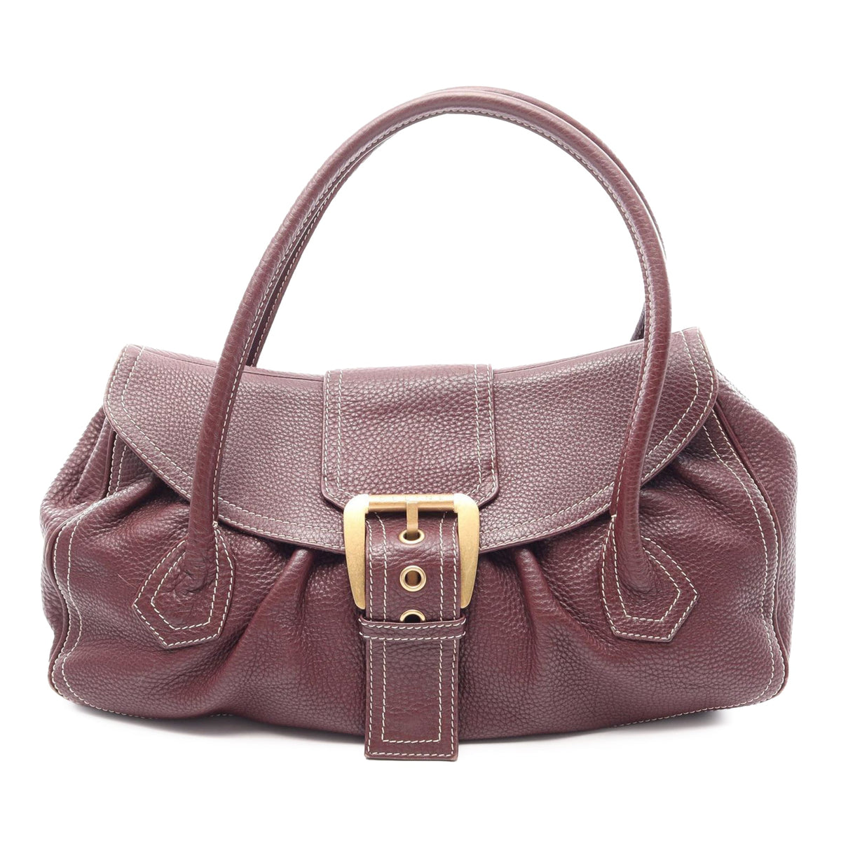 Celine Leather Buckle Handbag — Red