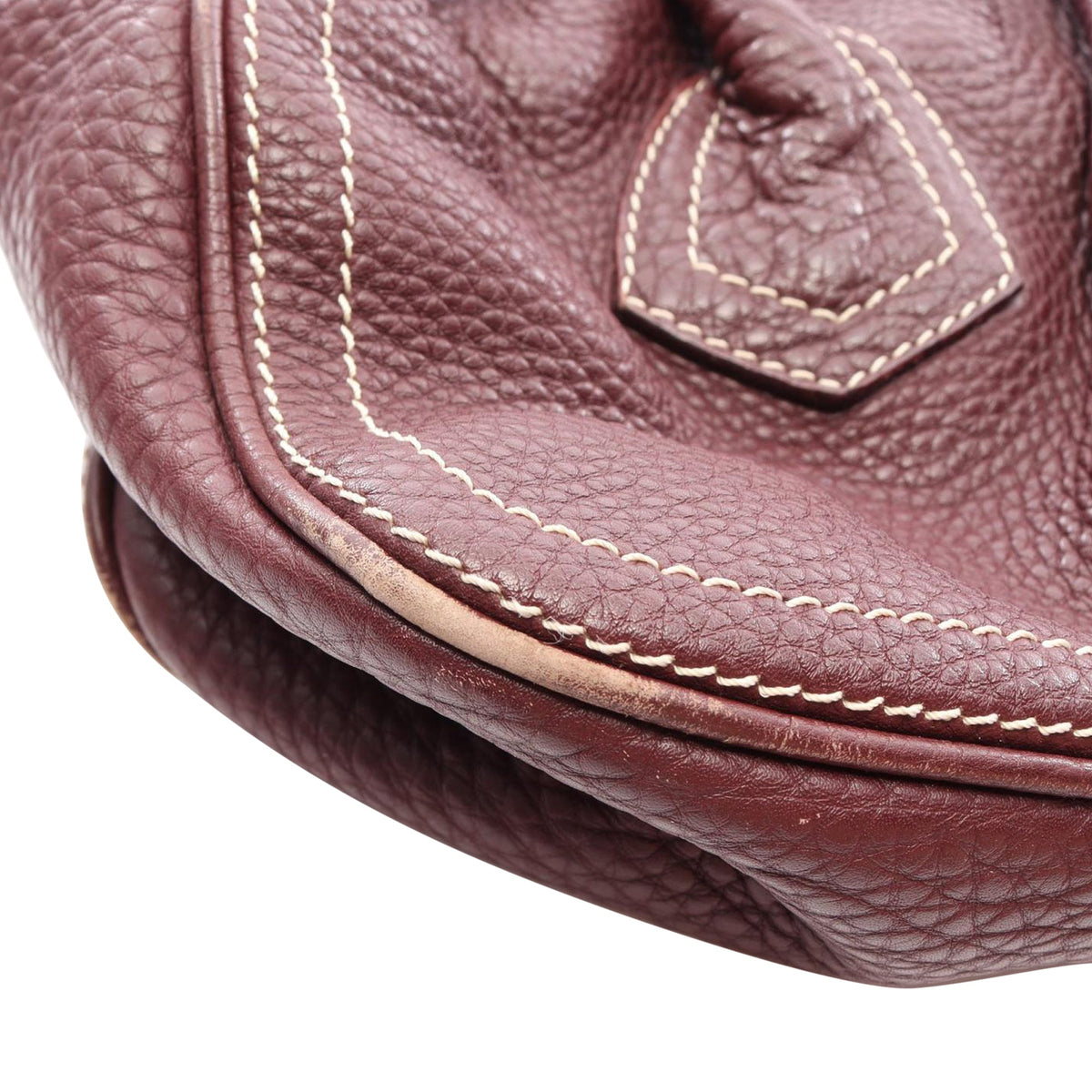 Celine Leather Buckle Handbag — Red