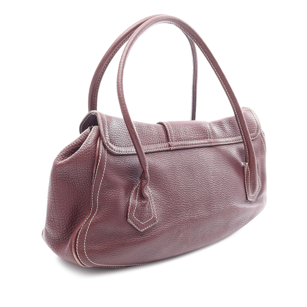 Celine Leather Buckle Handbag — Red