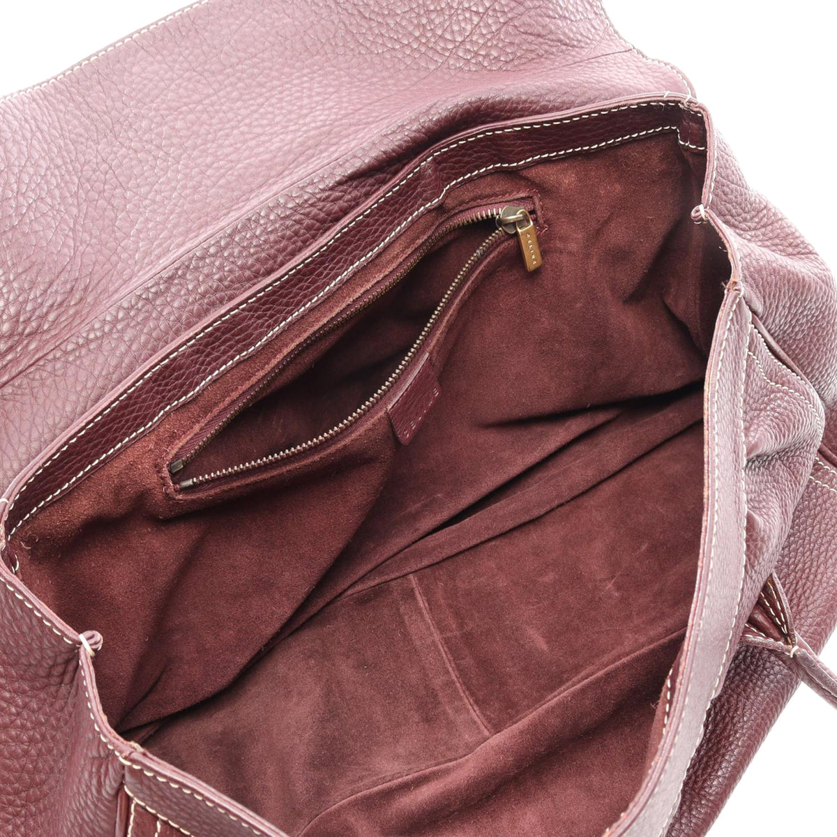 Celine Leather Buckle Handbag — Red