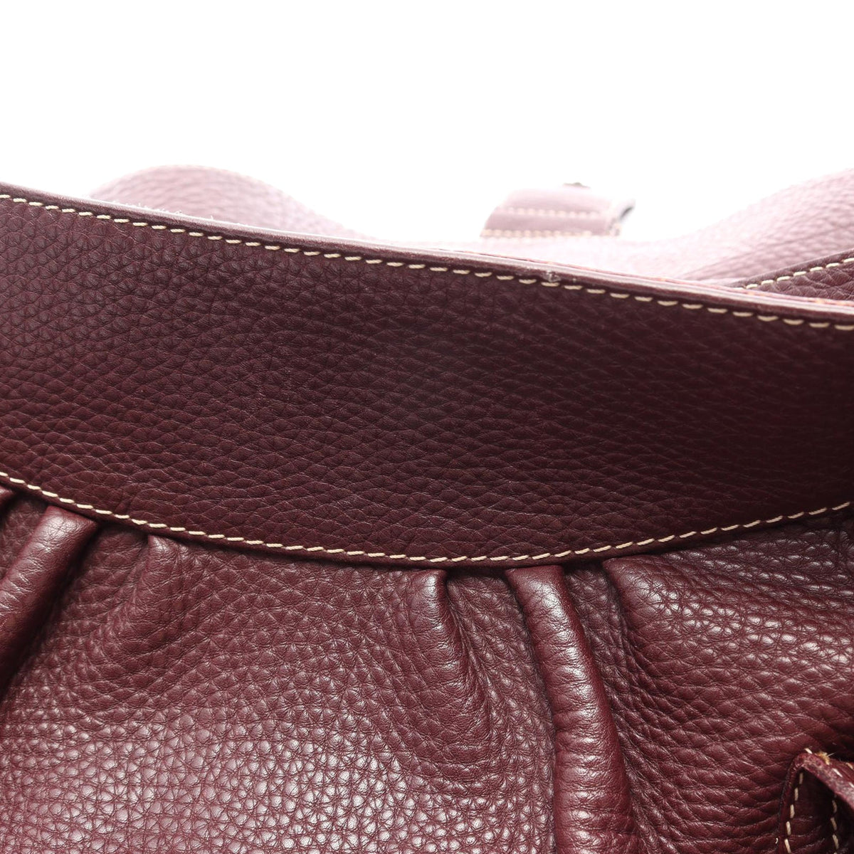 Celine Leather Buckle Handbag — Red