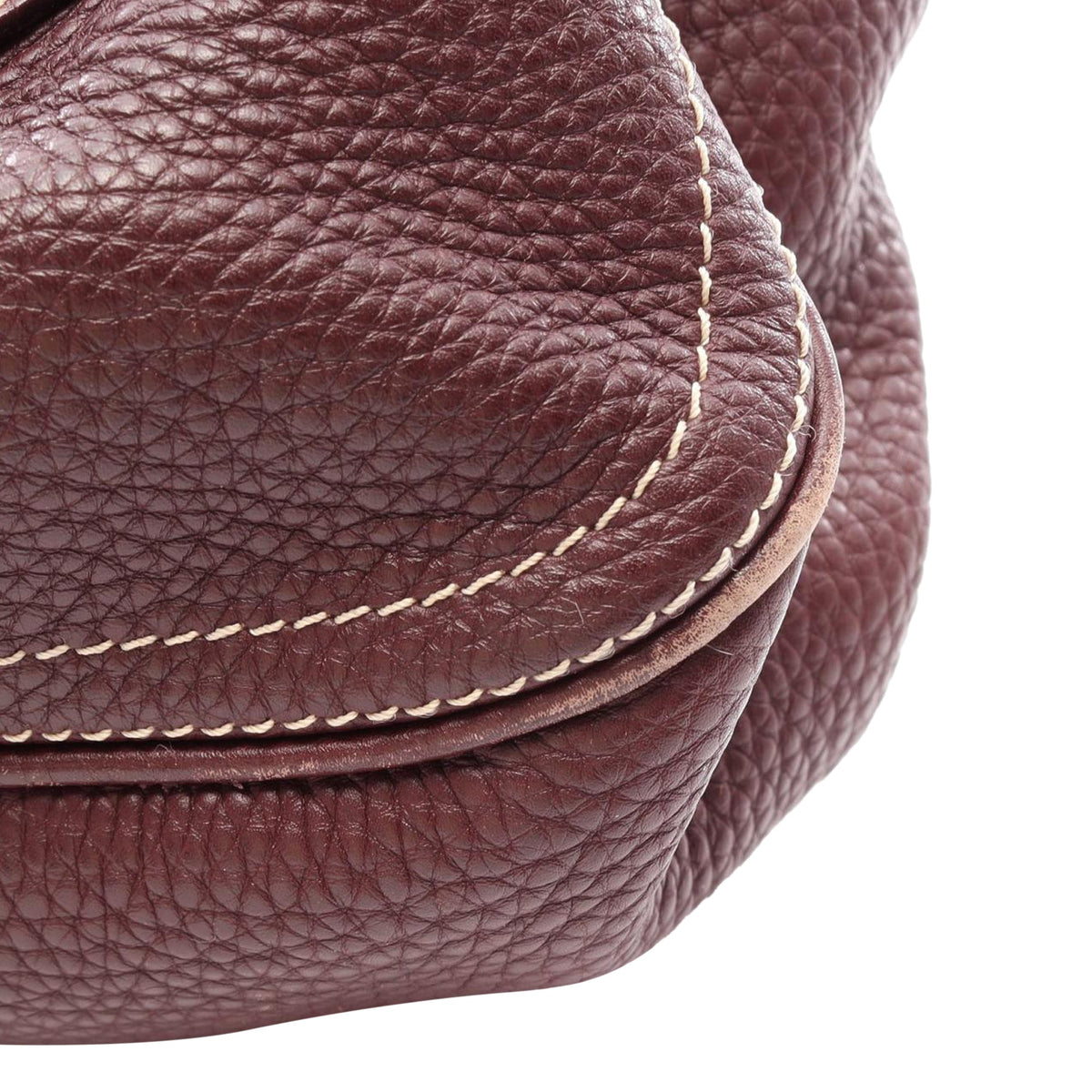 Celine Leather Buckle Handbag — Red