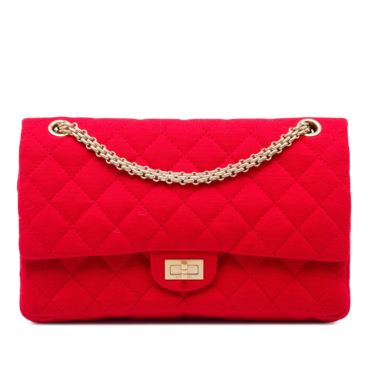 Chanel Quilted Jersey Reissue 2.55 Double Flap 226 — Red