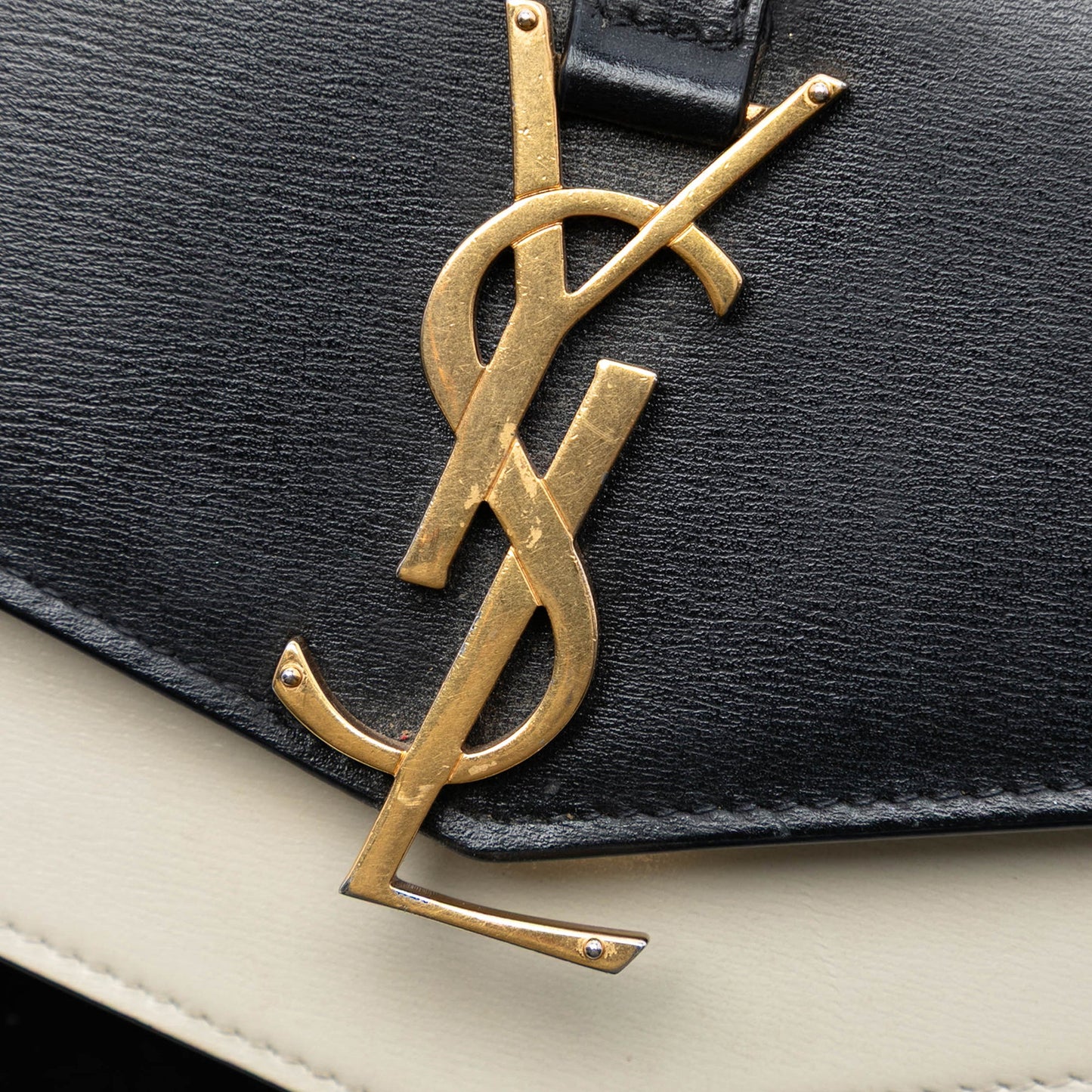 Saint Laurent Bicolor Leather Monogram Sulpice Wallet on Chain