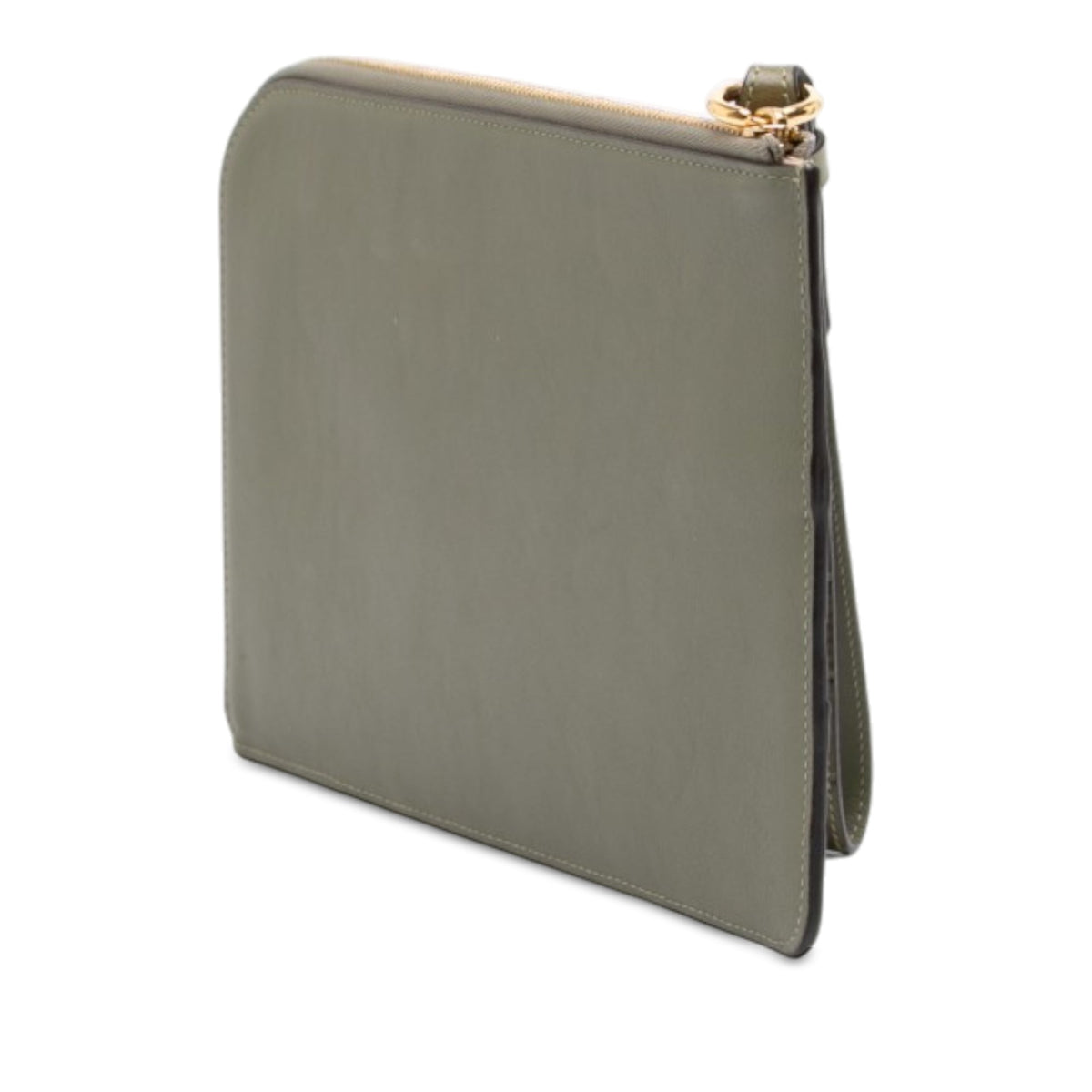 Chloé Croc Embossed Leather C Flat Clutch — Green