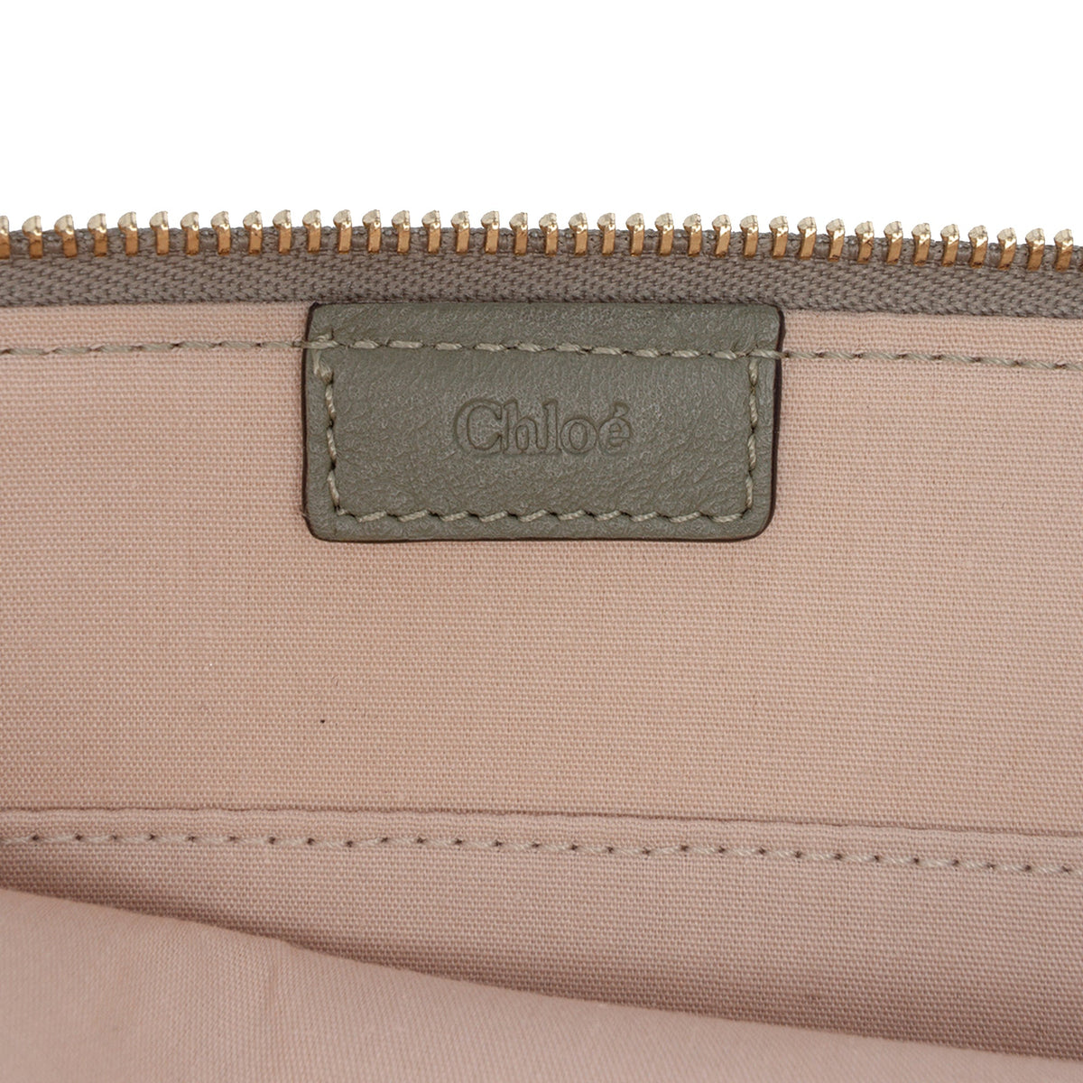 Chloé Croc Embossed Leather C Flat Clutch — Green