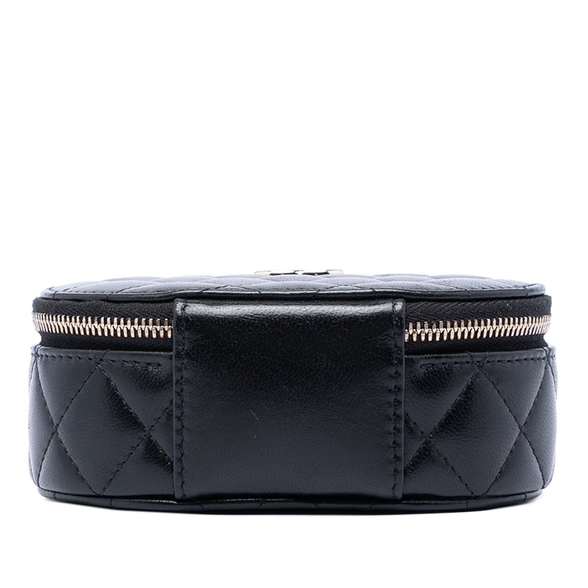 Chanel CC Quilted Lambskin Oval Top Handle Clutch