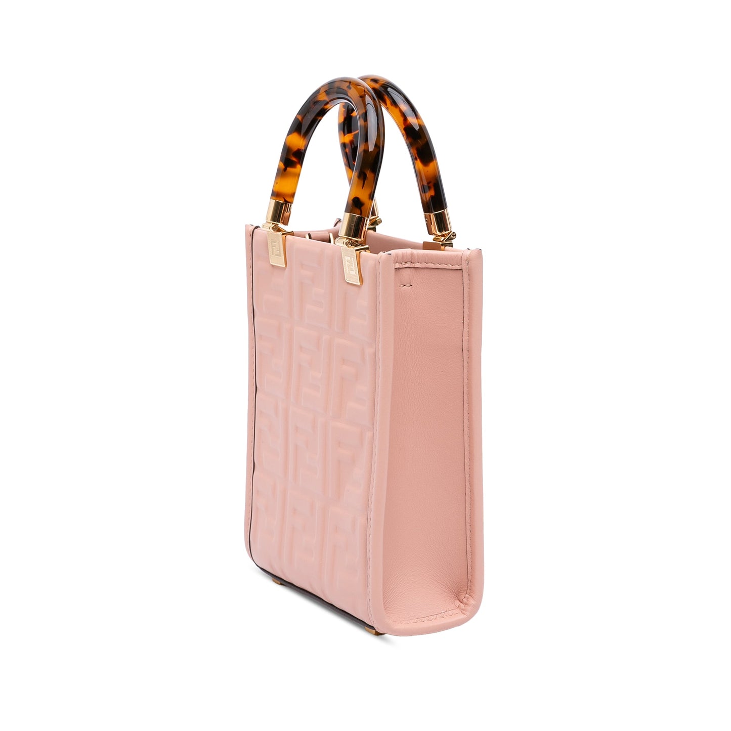 Fendi Mini Zucca Embossed Leather Sunshine Shopper Tote