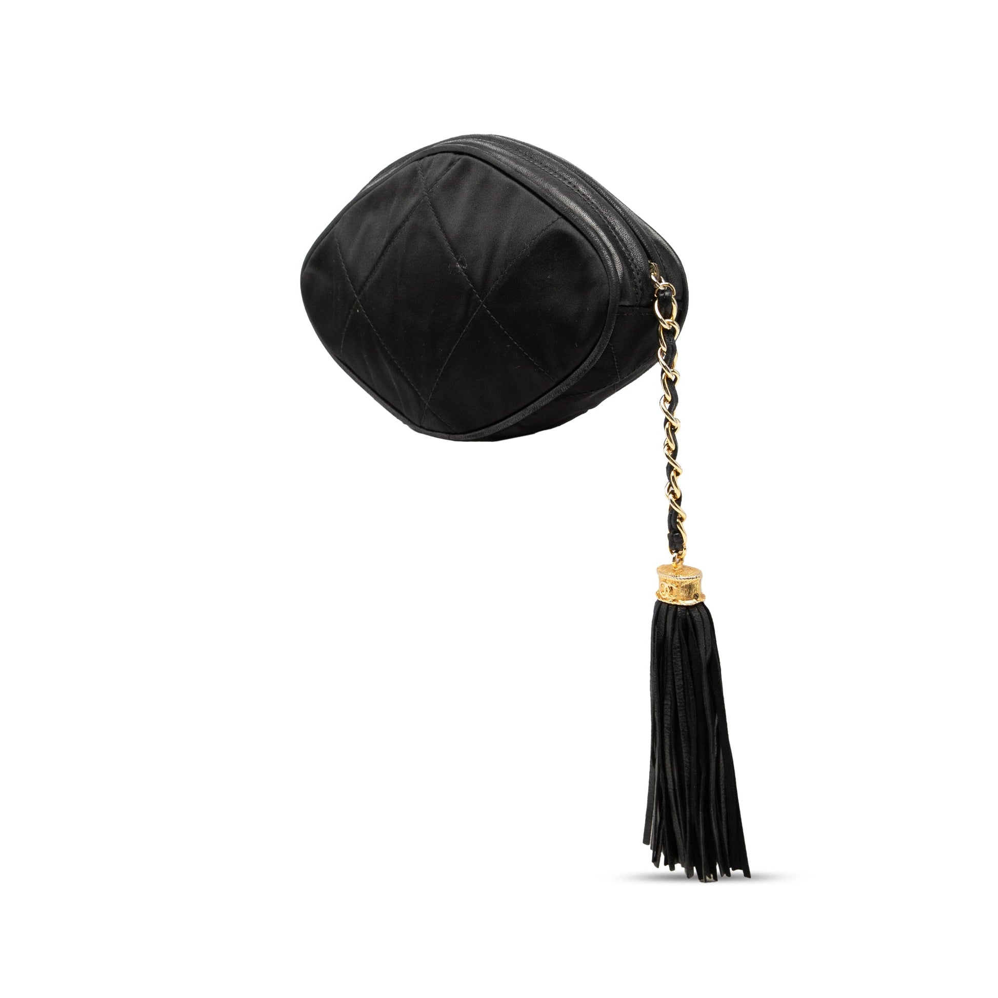 Chanel CC Quilted Satin Tassel Clutch