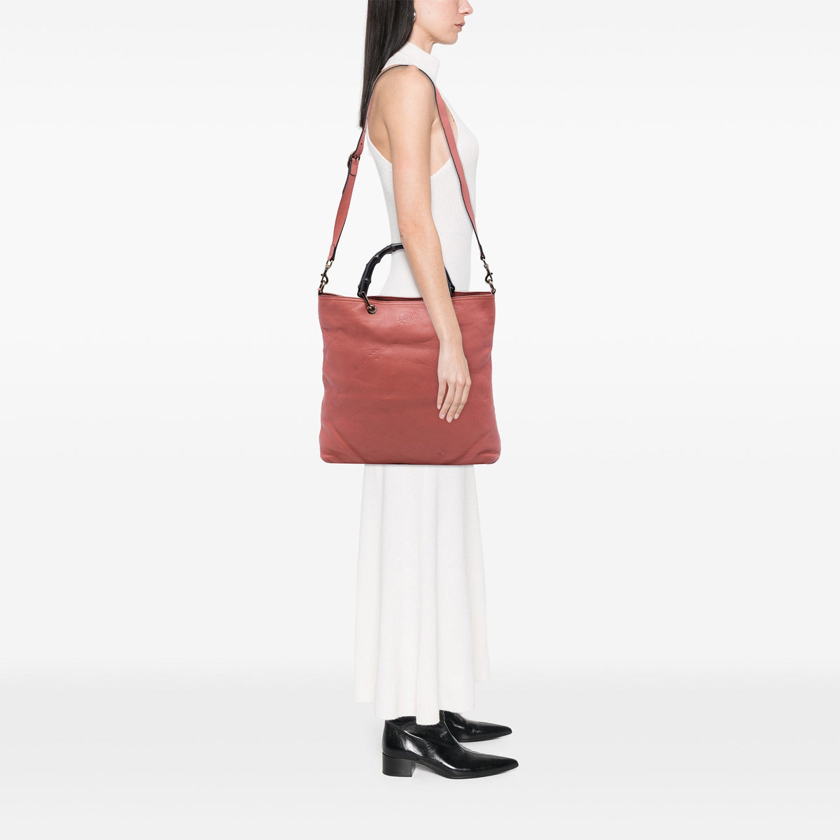 Gucci Tall Calfskin Bamboo Shopper Tote