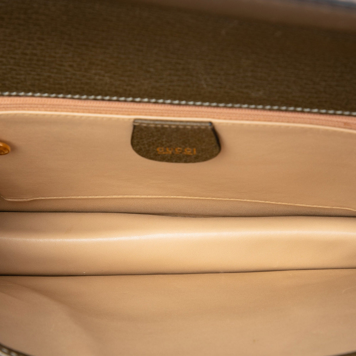 Gucci Calfskin Dual Push Lock Top Handle Bag — Brown