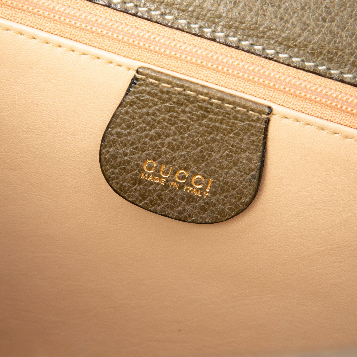 Gucci Calfskin Dual Push Lock Top Handle Bag — Brown