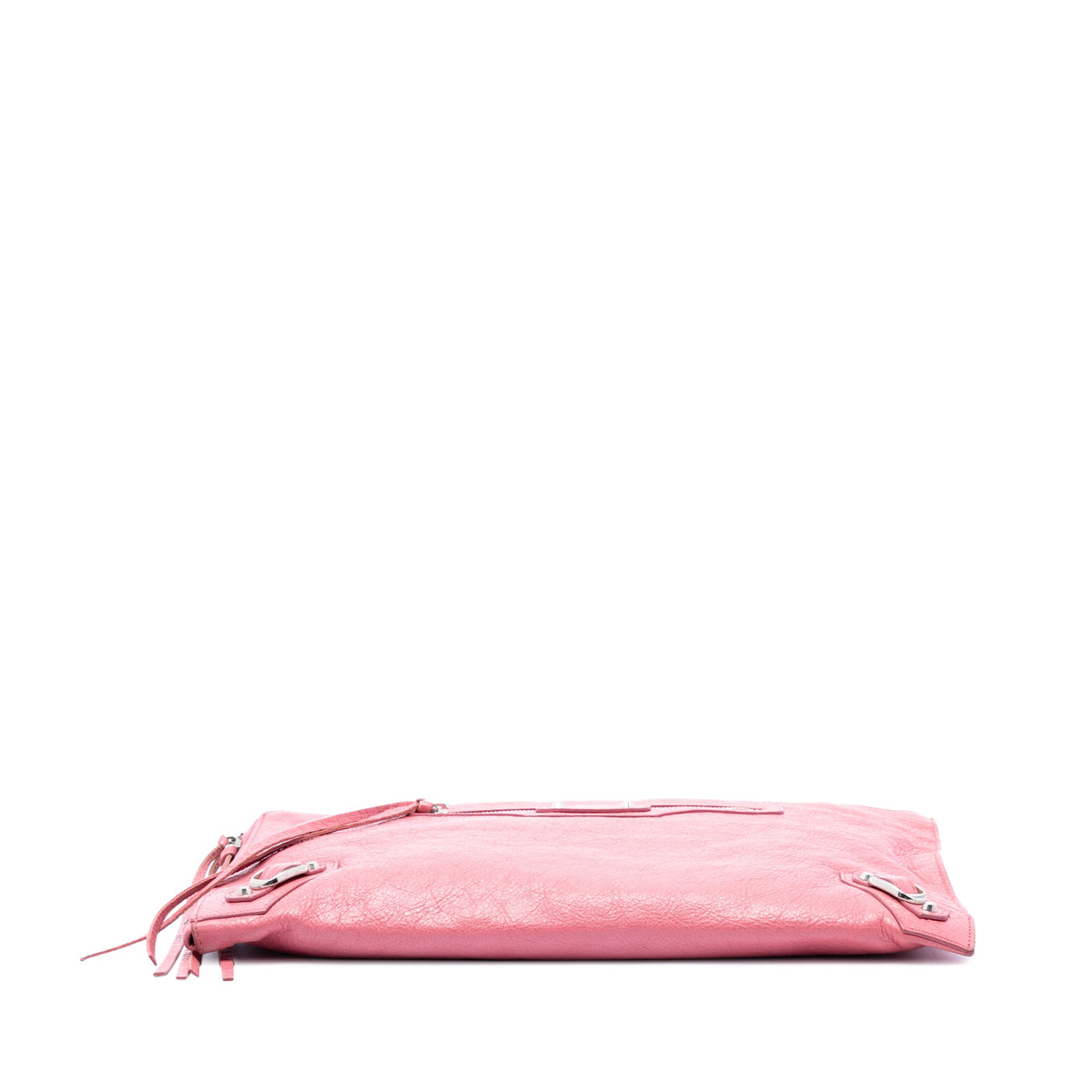 Balenciaga Lambskin Motocross Classic Zip Around Flat Clutch — Pink