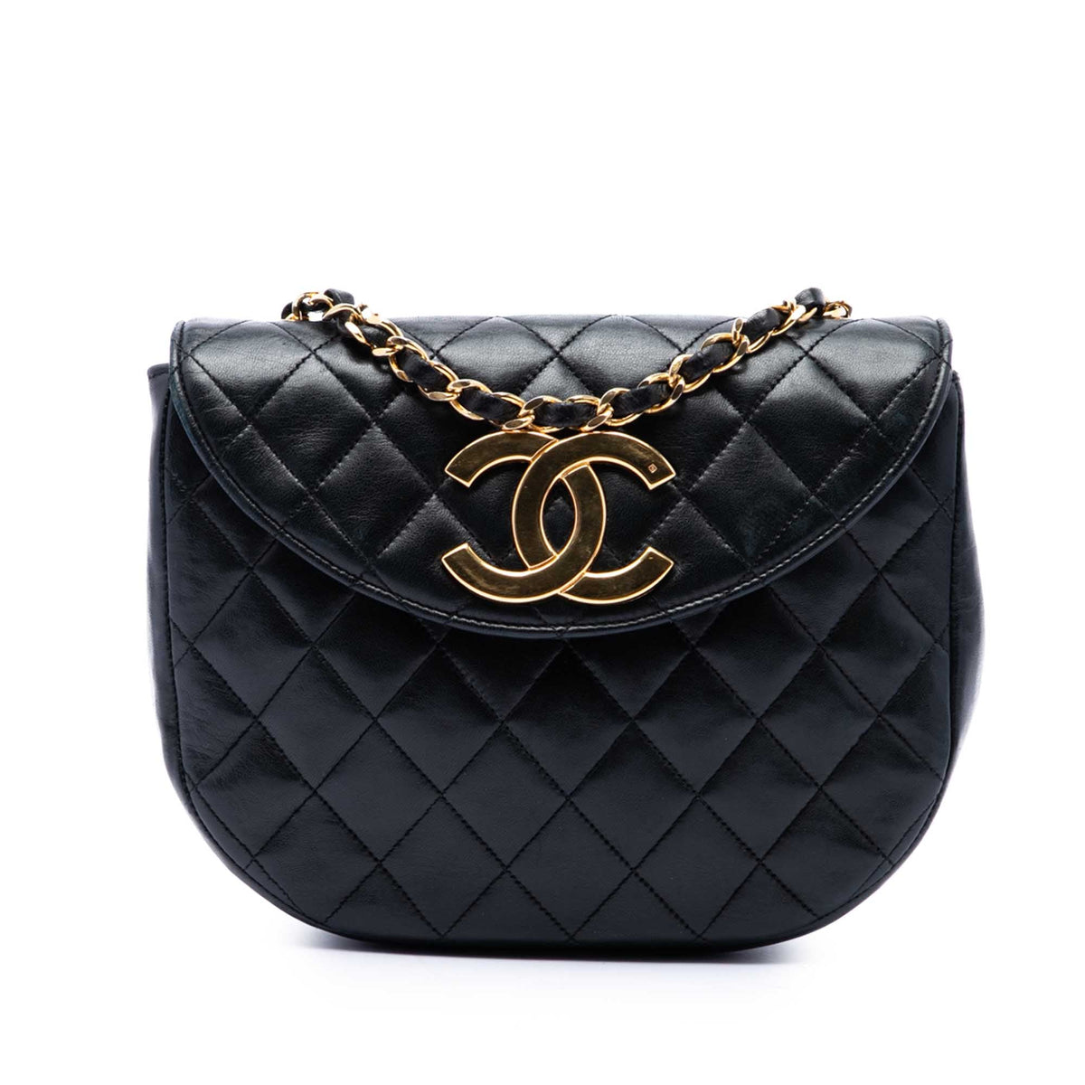 Chanel XL CC Quilted Lambskin Round Flap
