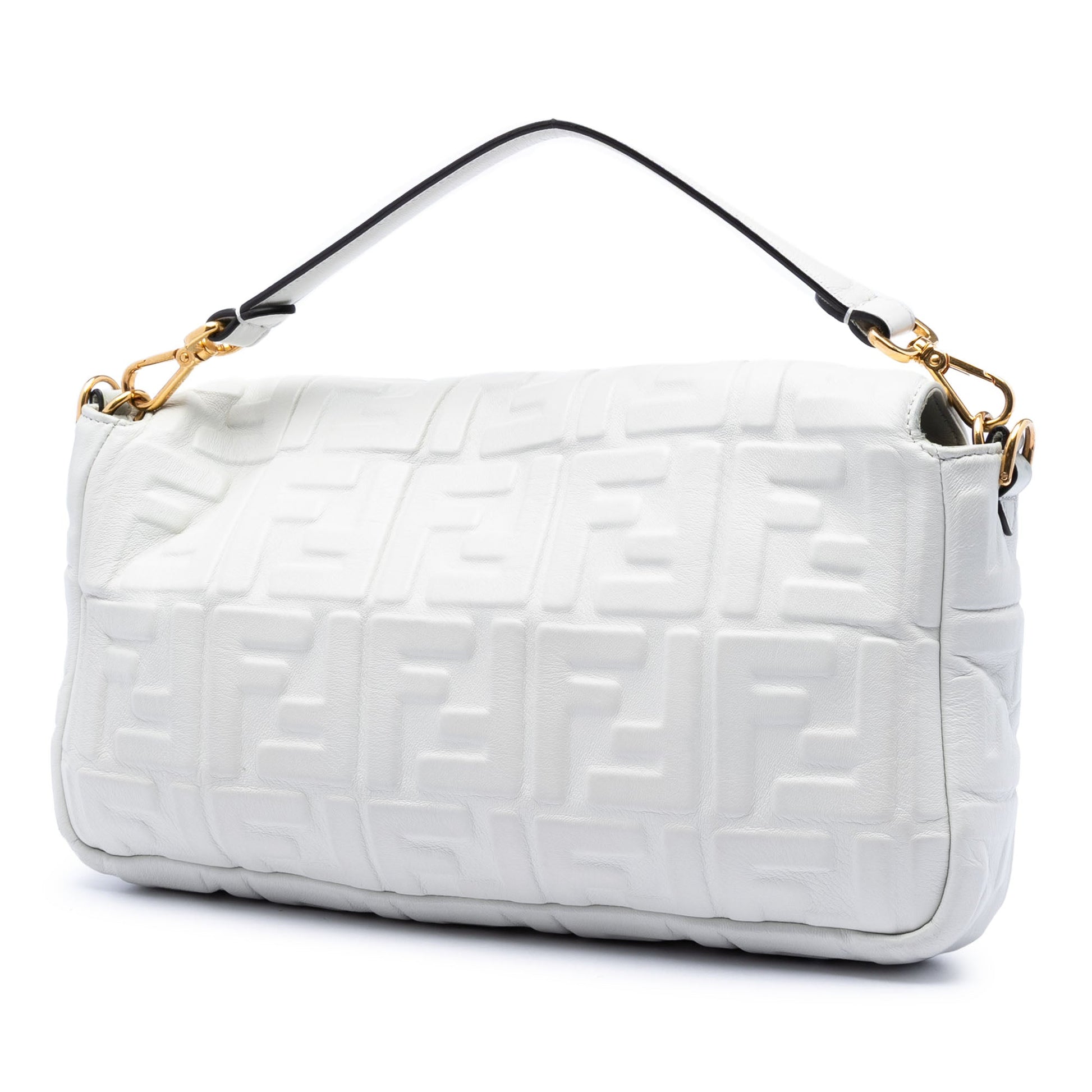 Fendi Large Zucca Embossed Leather Baguette Satchel