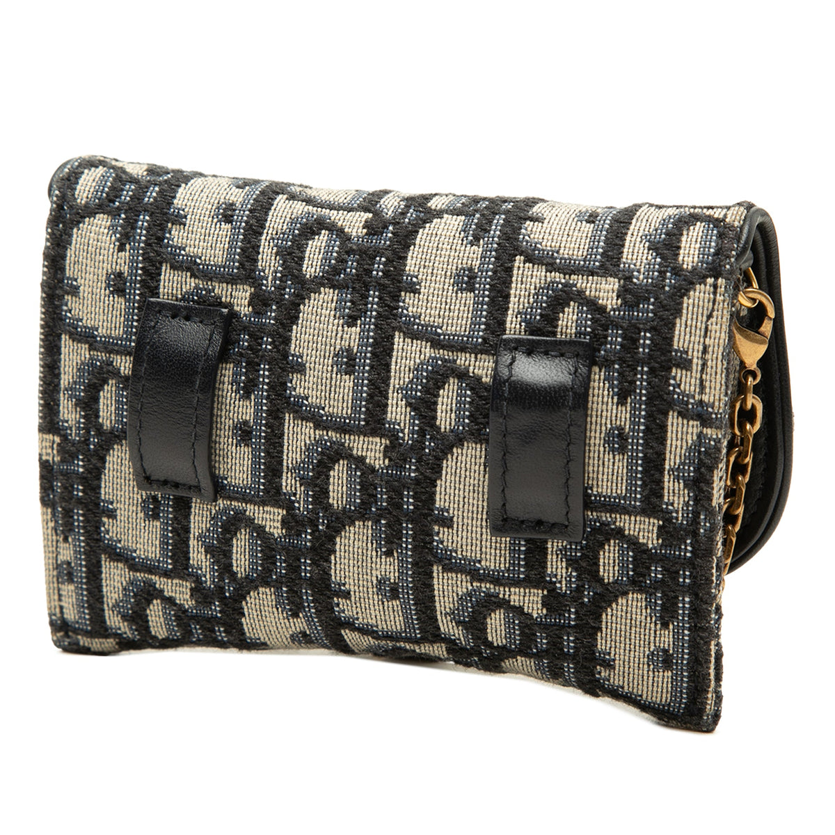 Dior Nano Oblique Canvas Saddle Chain Pouch — Blue