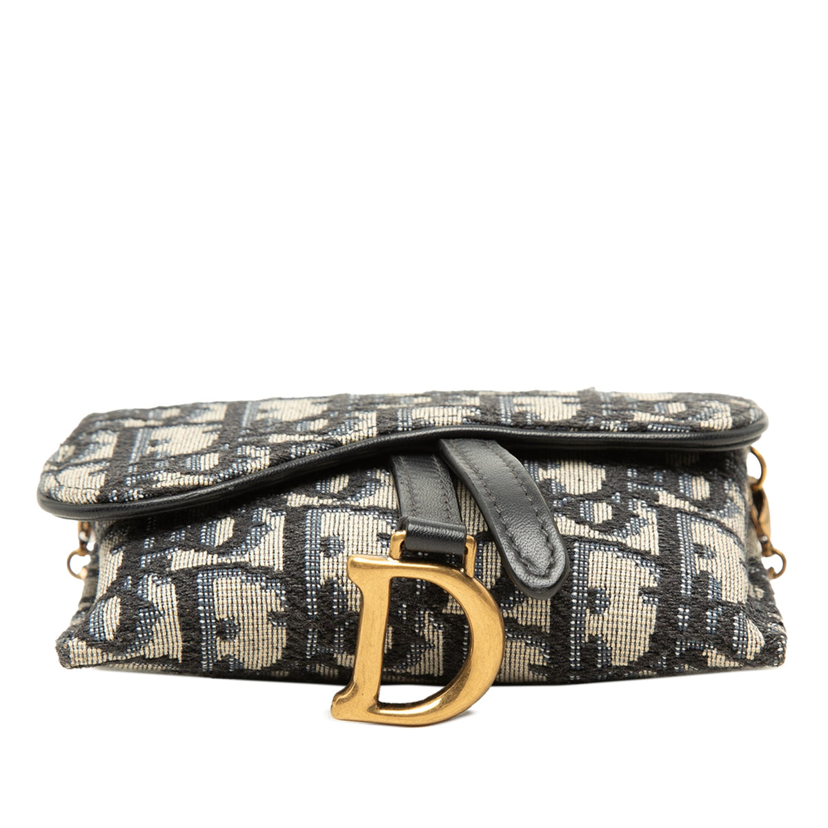 Dior Nano Oblique Canvas Saddle Chain Pouch — Blue