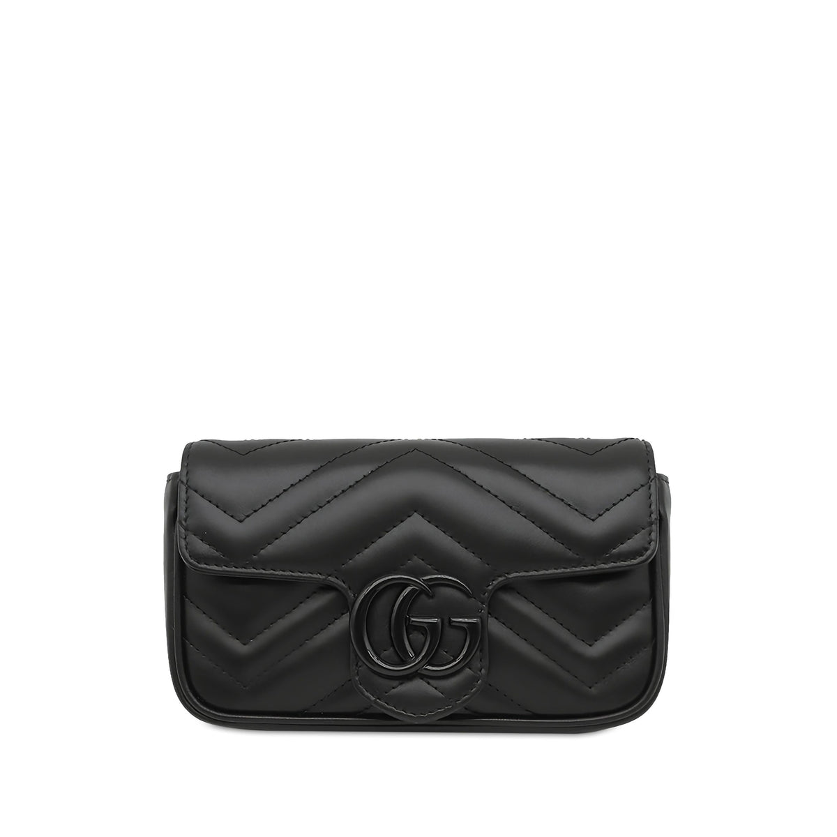 Gucci GG Marmont Matelasse Calfskin Monochrome Chain Belt Bag — Black