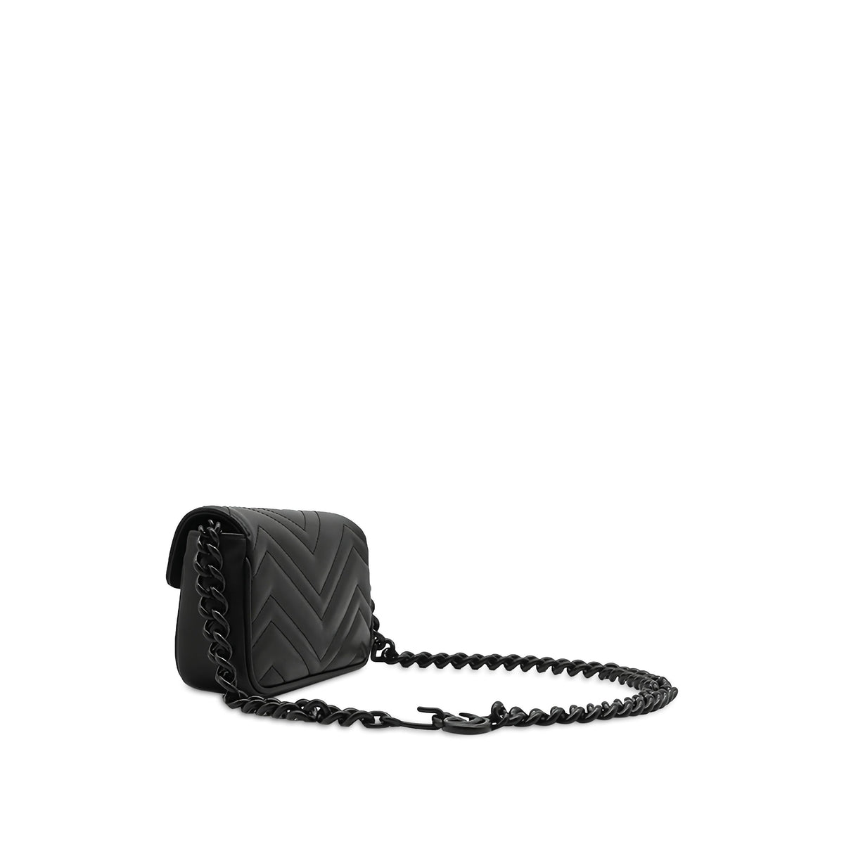 Gucci GG Marmont Matelasse Calfskin Monochrome Chain Belt Bag — Black