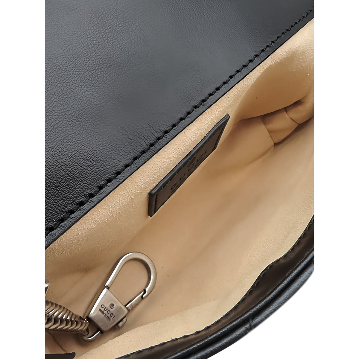Gucci GG Marmont Matelasse Calfskin Monochrome Chain Belt Bag — Black
