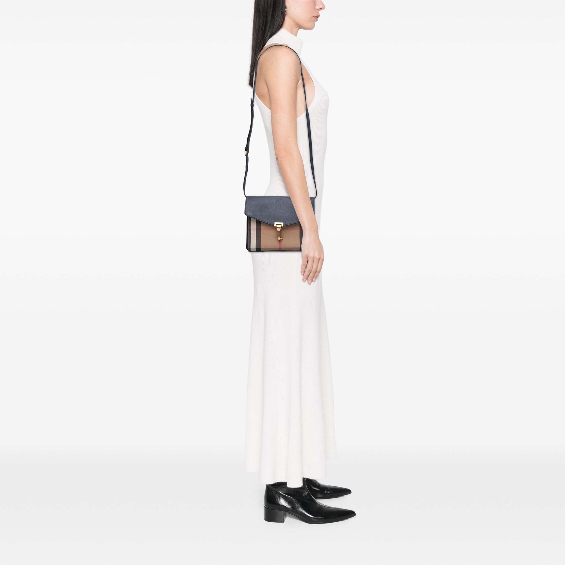 Burberry House Check Canvas and Leather Derby Macken Crossbody